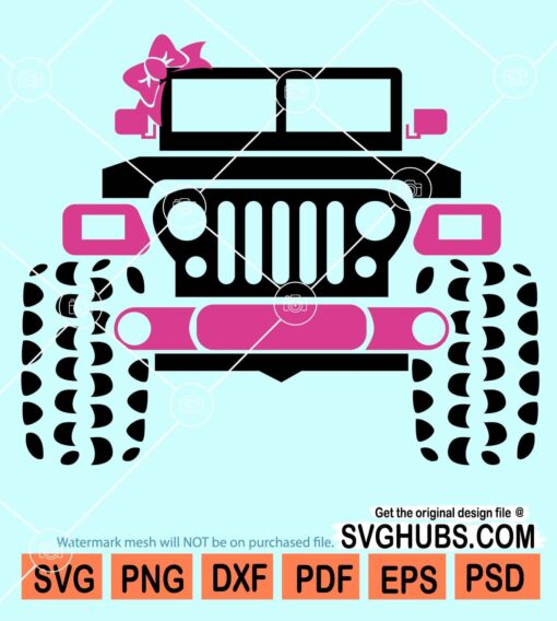 Jeep girl with bow svg