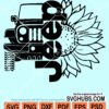 Jeep with sunflower svg