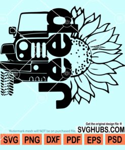 Jeep with sunflower svg