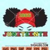Juneteenth 1865 black queen with cap and afro puffs svg
