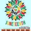 Juneteenth sunflower with fist hands svg