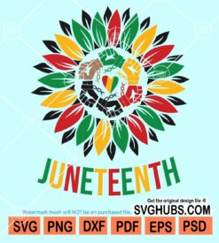 Juneteenth sunflower with fist hands svg