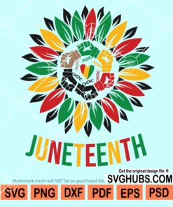 Juneteenth sunflower with fist hands svg