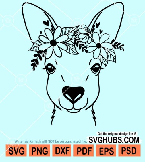 Kangaroo floral crown svg