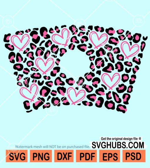 Leopard hearts Starbucks cup wrap svg