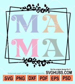 Leopard mama double square frame svg