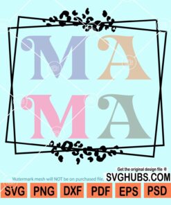 Leopard mama double square frame svg