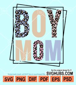 Leopard print Boy mom square frame svg