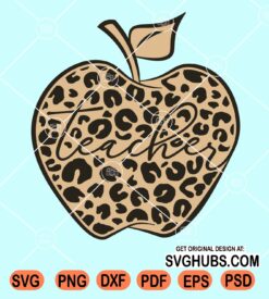 Leopard print apple teacher svg