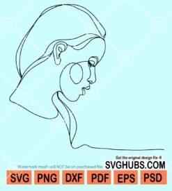 Line art girl outline svg