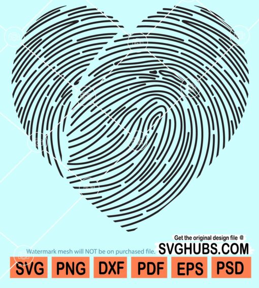Love heart fingerprint svg
