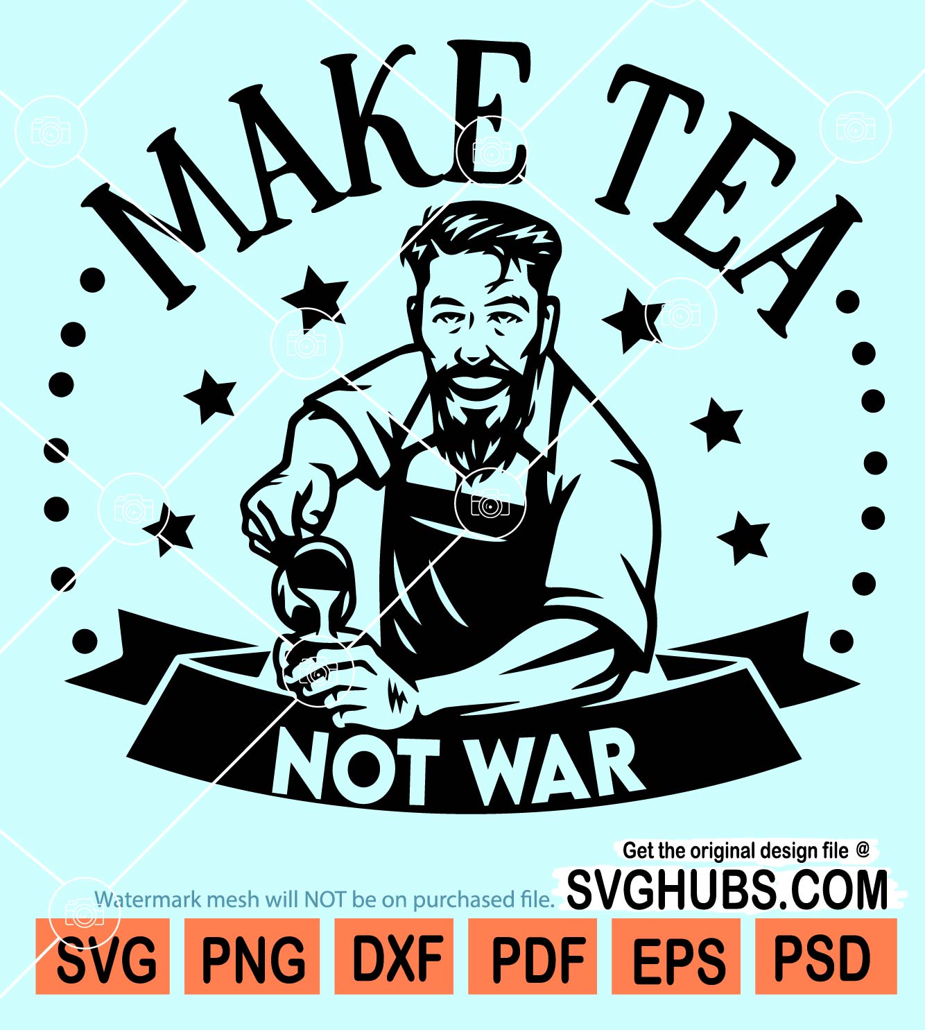 Make tea not war svg, chef svg, Funny apron sayings svg, Funny chef svg,  Kitchen décor svg