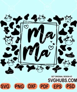 Mama square frame cow print pattern svg