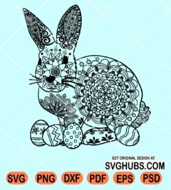 Mandala Easter bunny with eggs svg