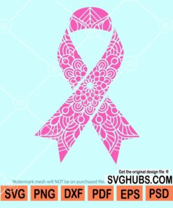 Mandala breast cancer ribbon svg