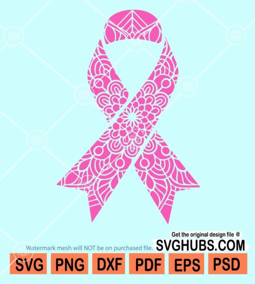 Mandala breast cancer ribbon svg