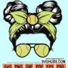 Messy bun baseball mom svg