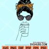 Messy bun sunglasses drinking coffee svg