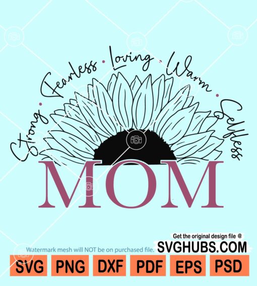 Mom half sunflower svg