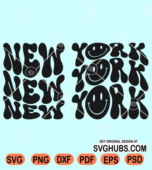 New york wavy letterrs smiley face svg