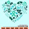 Nurse heart with medical objects svg