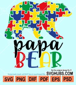 Papa bear autism awareness svg