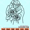 Paying hands with roses and beads svg