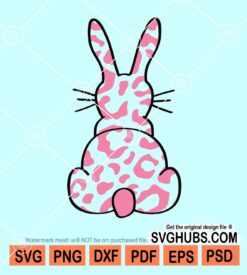 Pink leopard print easter bunny svg