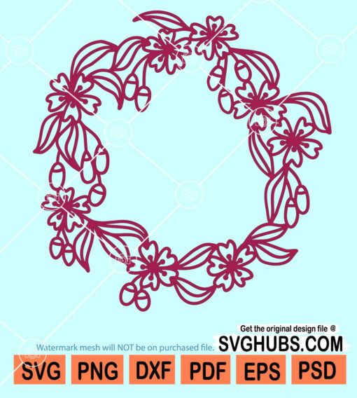 Plum blossom wreath svg, Wreath SVG, Plum blossom svg, Floral wreath svg