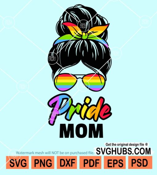 Pride mom messy bun svg