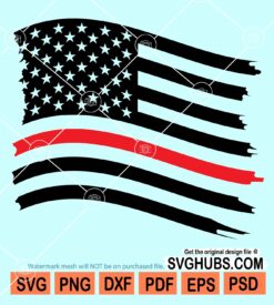 Red line Distressed Firefighter Flag Svg