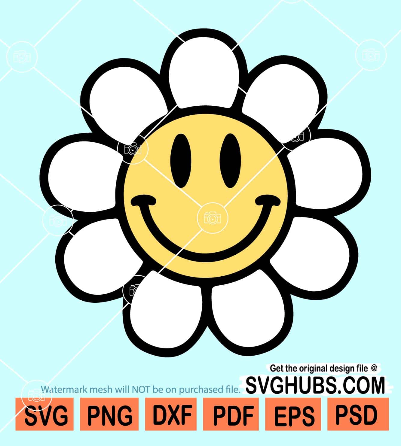 Retro Flower Smiley Svg Flower Smiley Face Svg Flower Face Svg Images