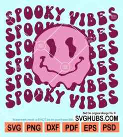 Retro Spooky Vibes Melting Smiley face svg