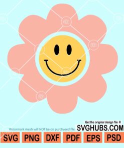 Retro daisy smiley face svg