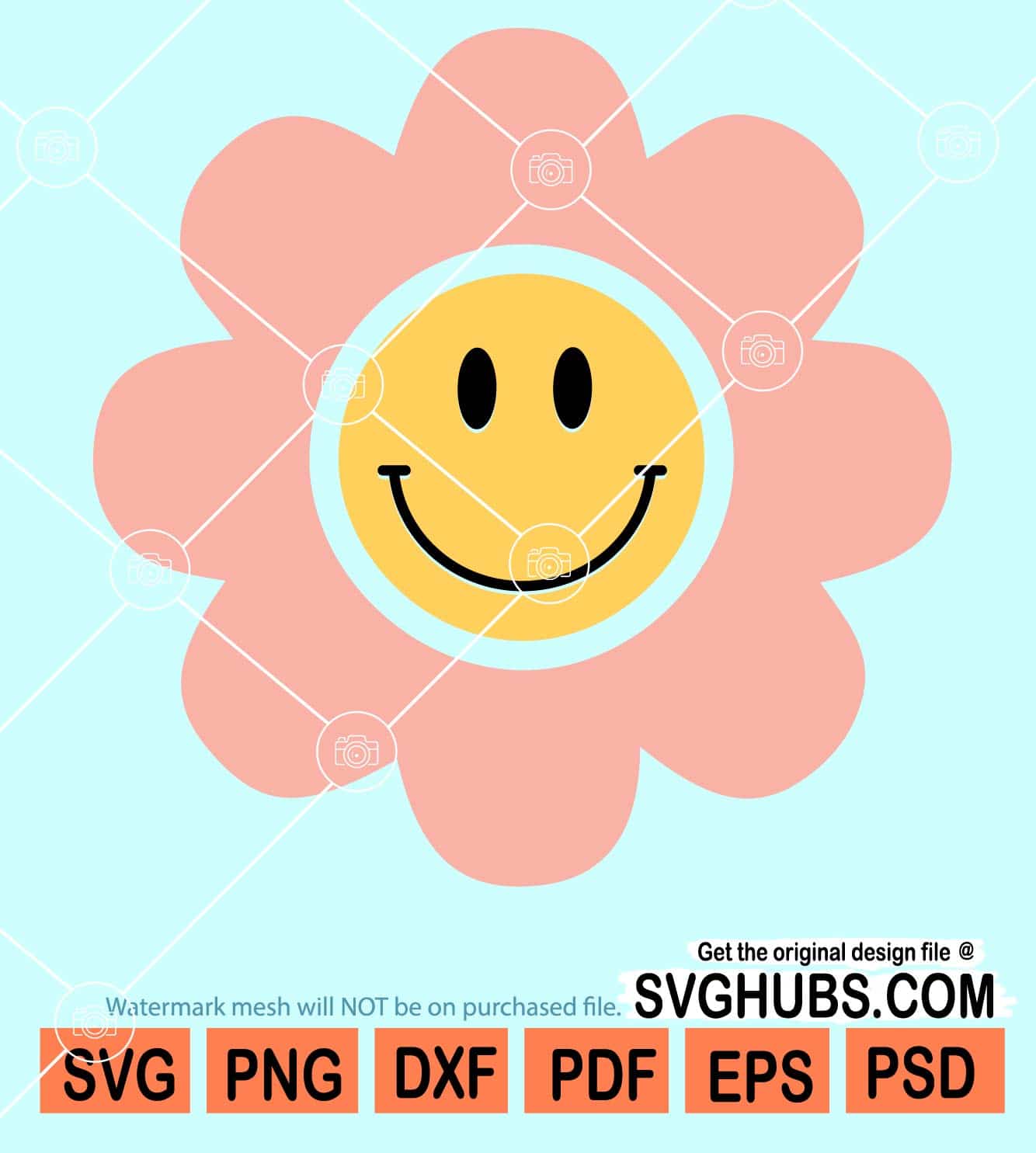 Happy Face Flower SVG PNG JPG Flower Smile Face Flower 