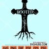 Rooted in Christ cross design svg