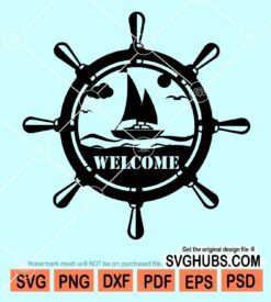 Sail Boat Helm welcome door sign svg