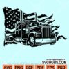 Semi-Truck Trailer with American flag svg
