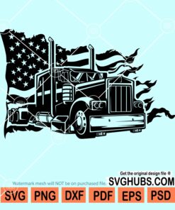 Semi-Truck Trailer with American flag svg
