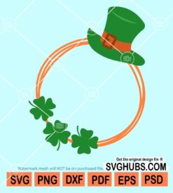 Shamrock clover wreath with leprechauns hat svg