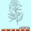 Single stem peony clipart svg