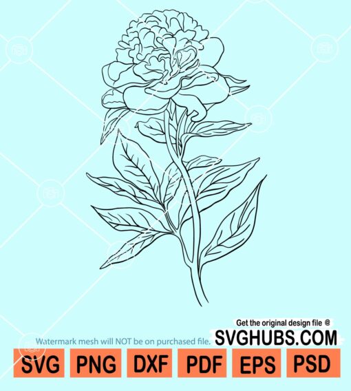 Single stem peony clipart svg