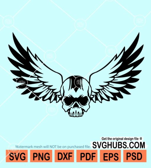 Skull with angel wings svg