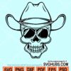 Skull with cowboy hat svg