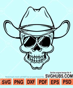 Skull with cowboy hat svg
