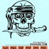 Skull with knife in teeth svg