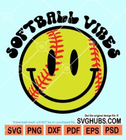 Softball vibes smiley svg