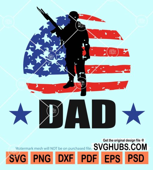 Soldier dad distressed American flag svg