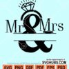 Split Mr. and Mrs. wedding name frame svg