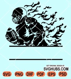 Split football player name frame monogram svg